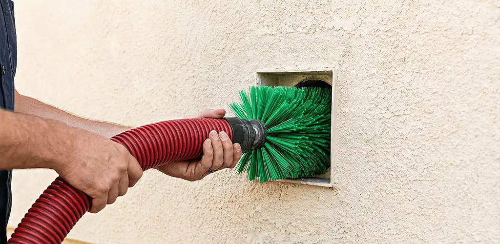 Air duct cleaning brush removing debris from a vent opening in Knoxville, TN