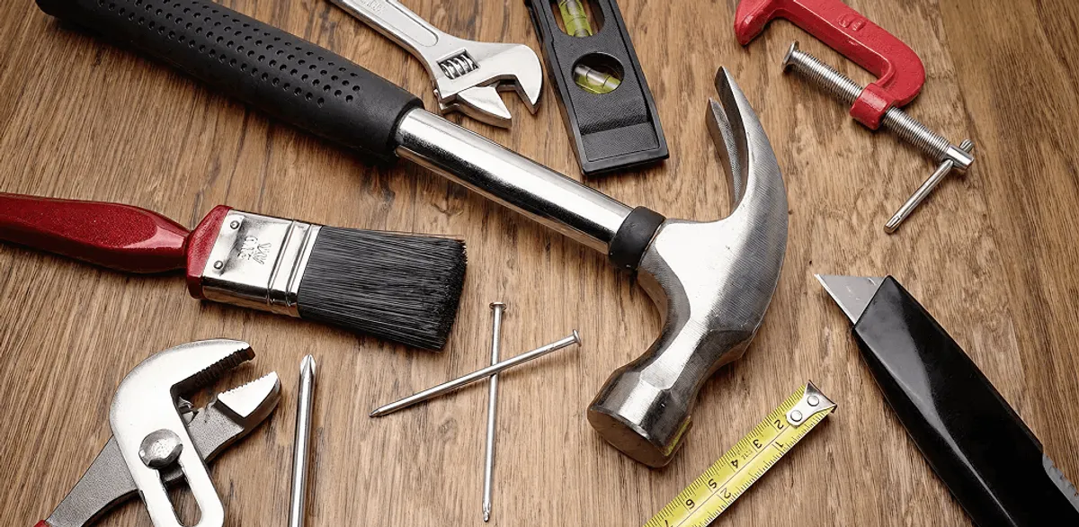 Handyman tools laid out for home repair and maintenance work in Knoxville, TN