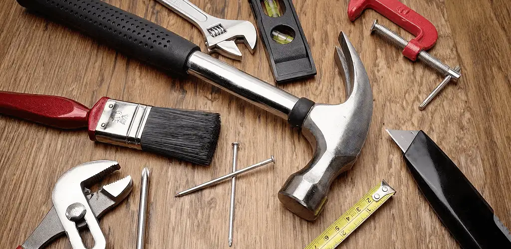 Handyman tools laid out for home repair and maintenance work in Knoxville, TN