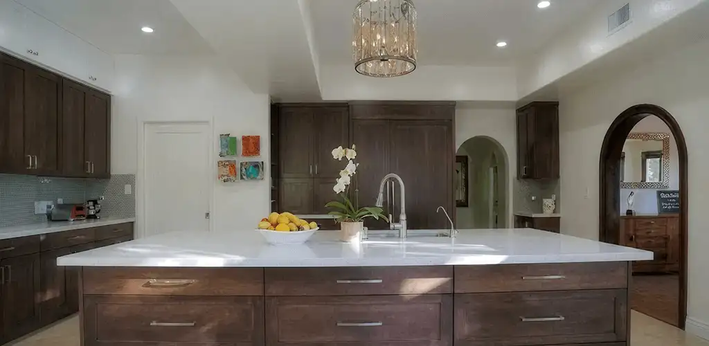 Cabinet refacing project with updated kitchen cabinets and island in Knoxville, TN