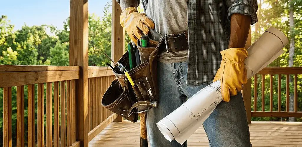 Professional handyman with tool belt ready for home repairs in Knoxville, TN