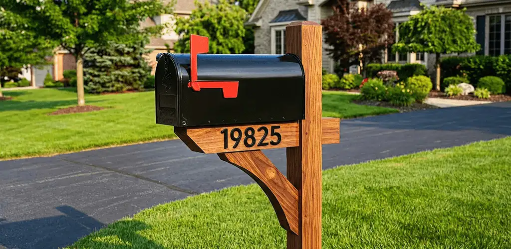 New mailbox installation with post and address number for a home in Knoxville, TN